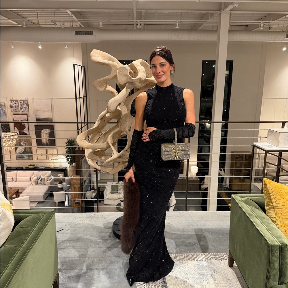 Fashion Nova Black Sparkly Maxi Dress
